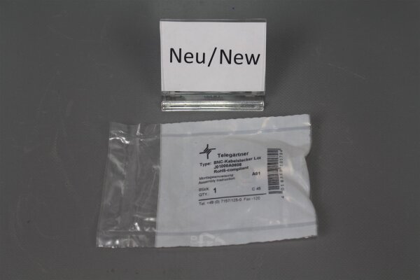Teleg&auml;rtner J01000A0608 BNC-Kabelstecker L&ouml;t unused