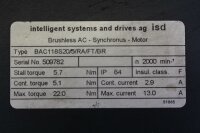 ISD BAC118S20/5/RA/FT/BR Servomotor Used