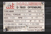 Hauser HBMR 115E 6-64S No. L7247 Feedback Type 21-B, Servomotor used