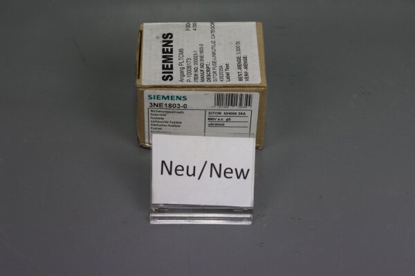 Siemens 3x 3NE1 803-0 3NE1803-0 Sicherungseinsatz SITOR unused/ovp