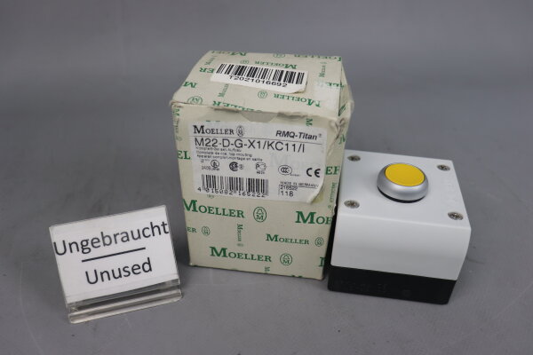 Eaton M22-D-G-X1/KC11/I Komplett-Ger&auml;t Aufbau Drucktaster Gelb 216522 unused OVP