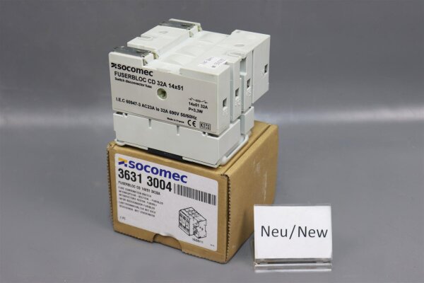 Socomec Fuserbloc CD 14x51 3x32A Lasttrennschalter mit Sicherung Unused OVP