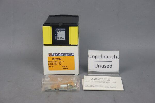 Socomec 182T0224 Stromwandler FRANSF COUR TRB 70 20/1A 10VA unused OVP