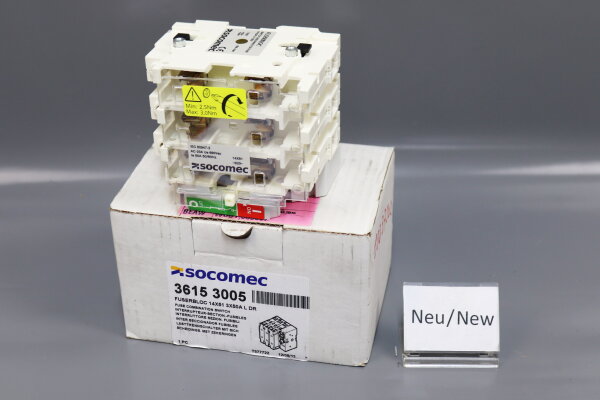 Socomec Fuserbloc 3615 3005 Sicherungstrennschalter 14X51 3X50A L DR Unused OVP