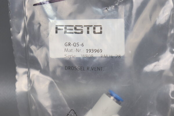 Festo Drossel-R&uuml;ckschlagventil Serie W808 RM24-28 GR-QS-6 193969 Unused OVP