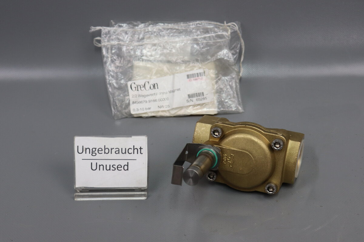 GreCon 2/2 Wegeventil ohne Magnet 599712 G1 S/N 65285 Ventil 0.3-10 B