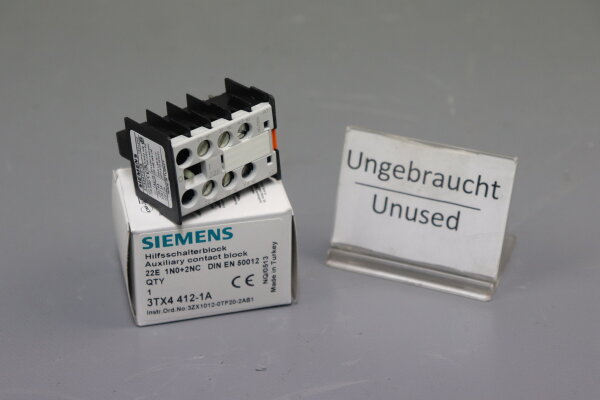 Siemens 3TX4412-1A Hilfsschalterblock Auxiliary contact block 22E 1NO+2NC Unused OVP