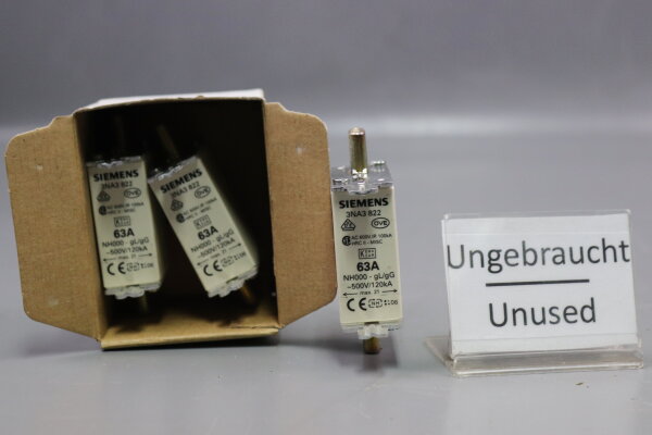 Siemens 3NA3822 3 St&uuml;ck NH-Sicherungseinsatz  63A 500V