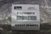 Parker 9121594807X Pneumatik Anschlussplatte P2LB 5/2 6 ST. BSP Manifold unused OVP