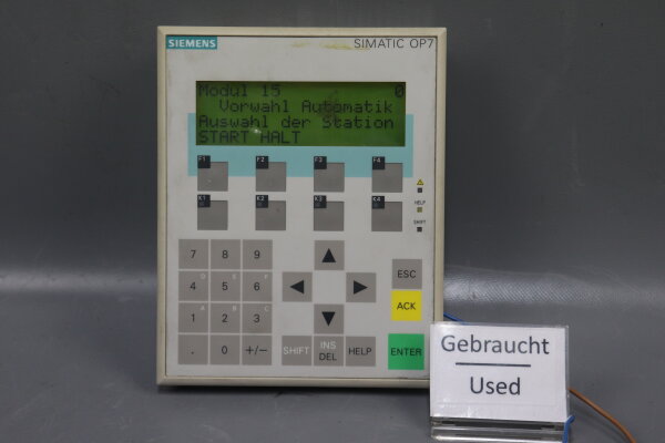 Siemens SIMATIC Panel OP 7-DP 6AV3 607-1JC20-0AX1 6071JC200AX1 E-Stand: 3 Used