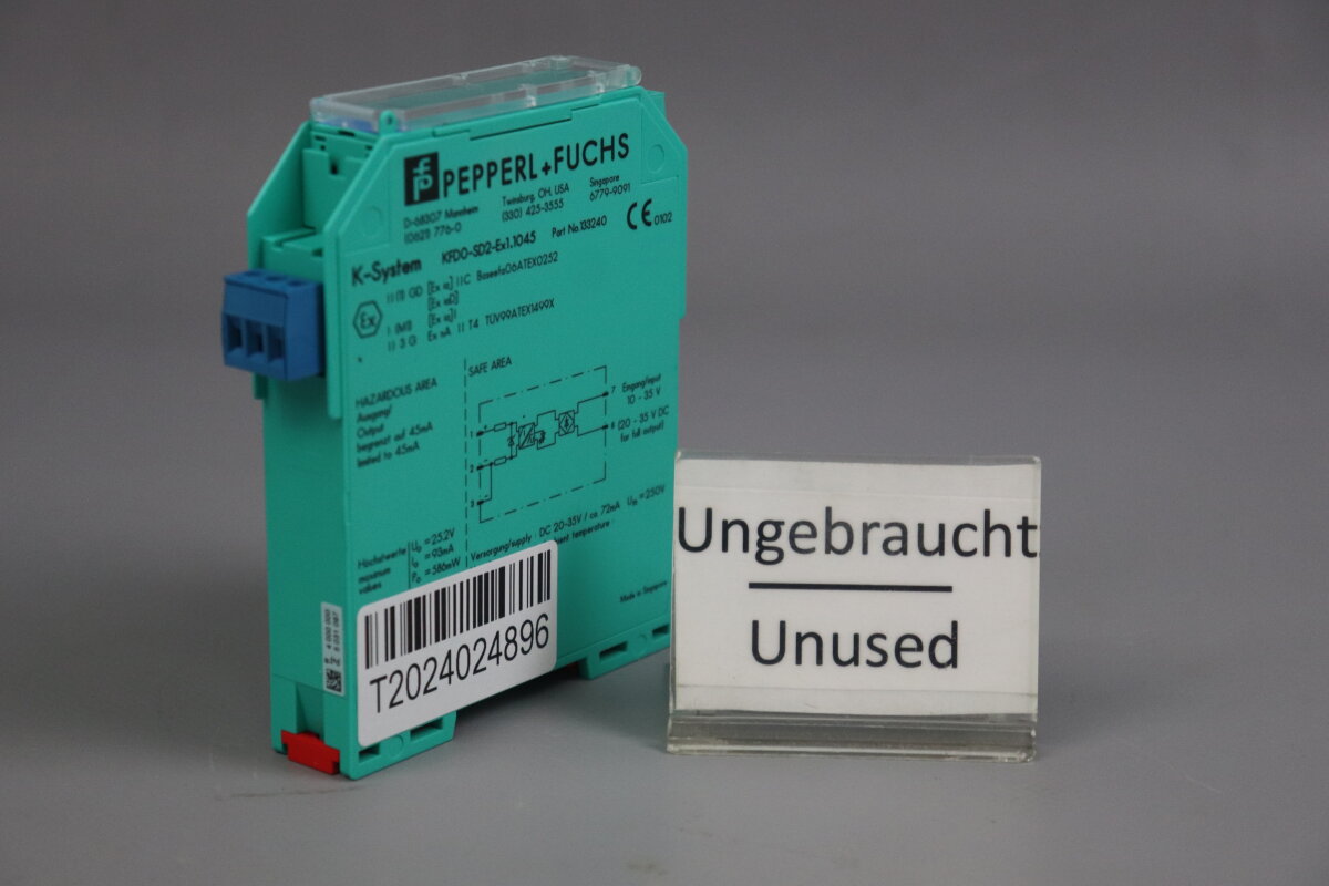 Pepperl+Fuchs KFD0-SD2-Ex1.1045 Ventilsteuerbaustein 133240 20-35V Unused Pepperl+Fuchs KFD0-SD2-Ex1.1045 Ventilsteuerbaustein 133240 20-35V Unused