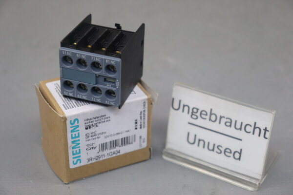 Siemens 3RH2911-1GA04 Auxilliary Switch E02 4&Ouml;/4NC GB14048.5/50Hz Unused OVP