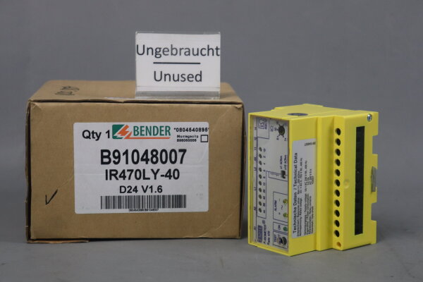 BENDER IR470LY-40 Isolations&uuml;berwachungsger&auml;t B91048007 D24 V1.6 Unused OVP