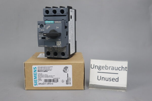 Siemens 3RV2011-1FA10 Circuit-breaker 0.35-5.0A E:02 Unused OVP