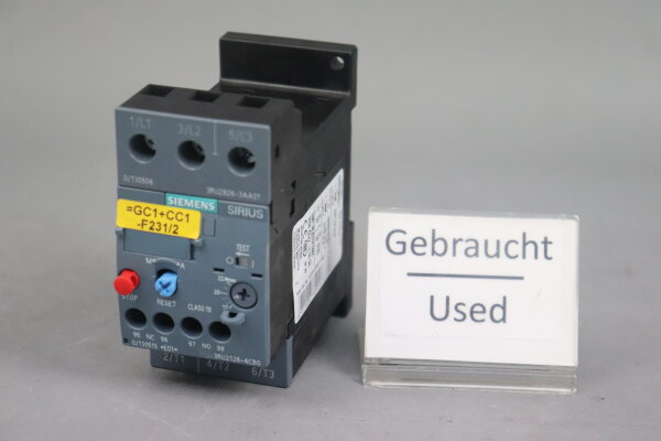 Siemens 3RU2126-4CB0 &Uuml;berlastrelais 22A E:01 Used