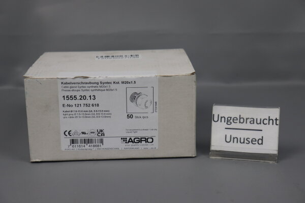 Agro 1555.20.13 Kabelverschraubung Syntec M20x1,5 (50 St&uuml;ck) Unused OVP