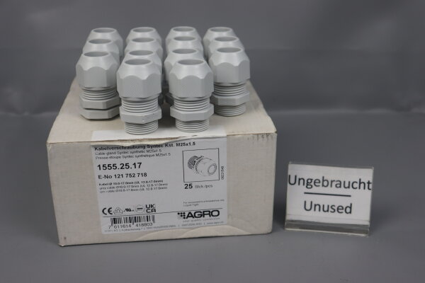 Agro 1555.25.17 Cable gland Syntec M25x1.5 (14 pieces) Unused