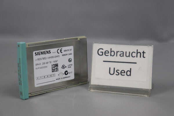 Siemens SIMATIC 6ES7952-1AH00-0AA0 RAM Memory Card 256 kBYTE/16Bit E:06 Used