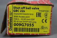 Danfoss 009G7055 Shut-off ball valve GBC 22S 45bar Unused OVP