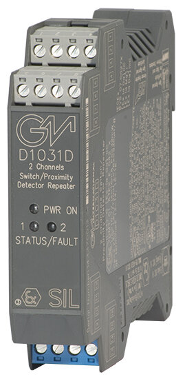 GM International D1031D SIL 2 Switch/Proximity Detector Repeater Transistor Output DIN-Rail Models D1031D, D1031Q