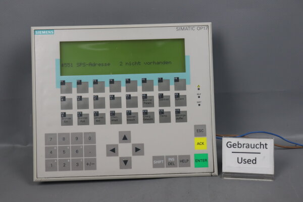 Siemens SIMATIC OP17 control panel 24VDC defective