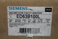 Siemens ED63B100L Circuit Breaker 600VAC 100Amps Rev.5 50/60Hz 3 Poles Unused OVP