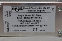 RASMI ELECTRONICS PFI 1010-E Single Phase RFI Filter used
