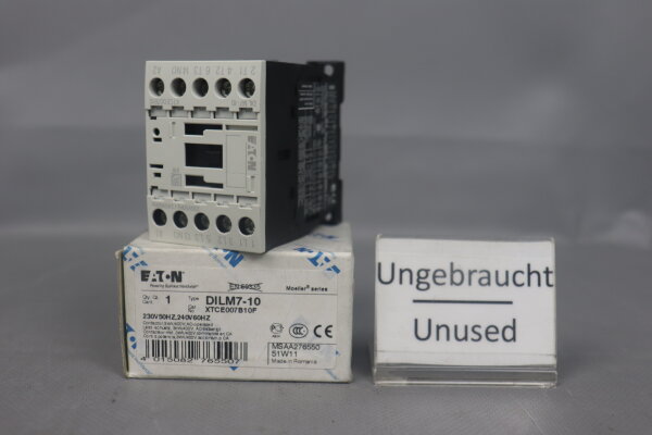 Eaton DILM7-10 Leistungssch&uuml;tz 276550 XTCE007B10F 230V 50Hz 3kW Unused OVP