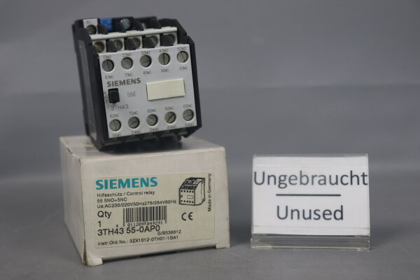Siemens 3TH43 55-0AP0 Sch&uuml;tzrelais 3TH4355-0AP0 220V 230V 50Hz Unused OVP