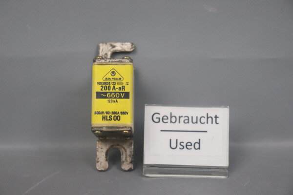 Jean M&uuml;ller 200A-aR 660V 120kA Sicherung S00&uuml;f1/80/200A/660V HLS 00 Used