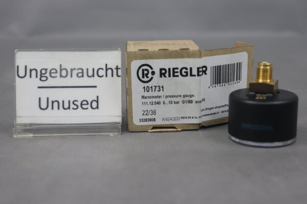 Riegler 110.46-K Manometer 101731 0...10bar G1/8B Unused OVP