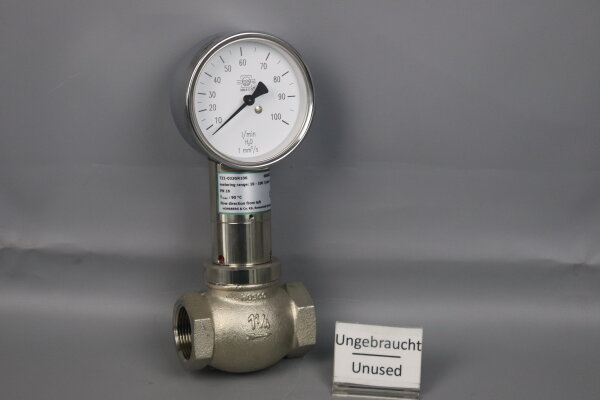 Honsberg TZ1-032GR100 Durchflussmesser 10-100l/min H2O 90&deg;C G1 1/4 16bar Unused