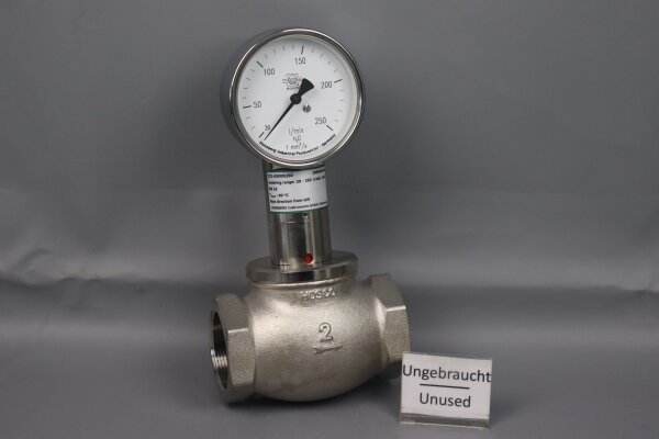 Honsberg TZ1-050GR250 Durchflussmesser 20-250l/min H2O 90&deg;C G2 16bar Unused