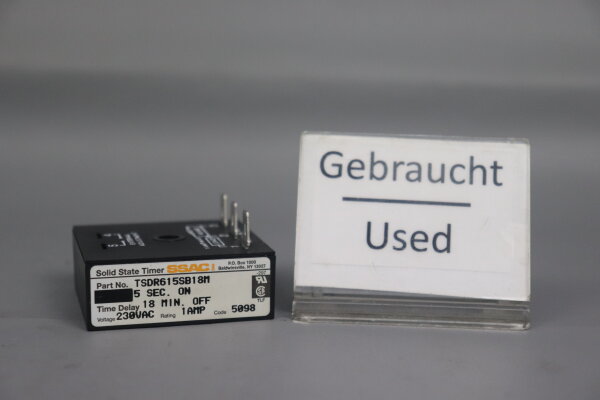 ABB/SSAC TSDR615SB18M Solid State 5098 Timer 5sec. ON 230VAC 1A Used