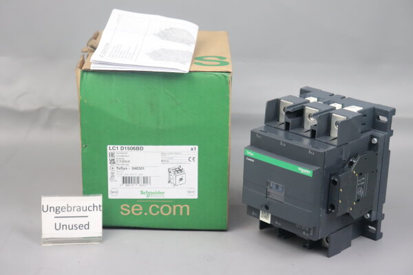 Schneider LC1D1506BD Sch&uuml;tz LC1 D1506BD 24VDC 75KW 400-460V 048301 Unused OVP