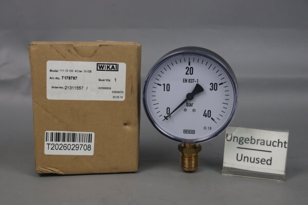 Wika 7178787 Manometer 111.10.100 40 bar G1/2B Unused OVP