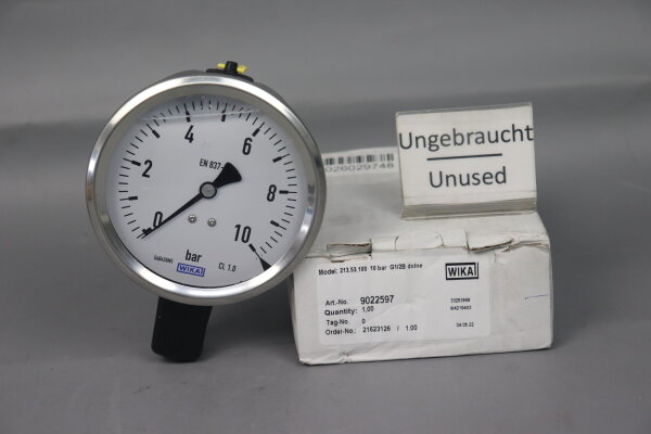WIKA 9022597 Manometer 213.53.100 10bar  G1/2B dolne Unused OVP