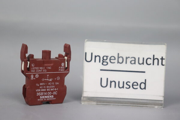 Siemens 3SB1400-0C SCHALTELEMENT 1 NC 660V 10A Unused
