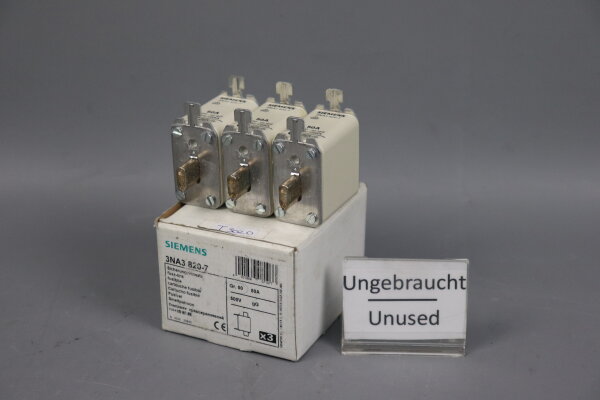 Siemens 3NA3 820-7 Sicherungseinsatz 3NA3820-7 (3Stk.) Unused OVP