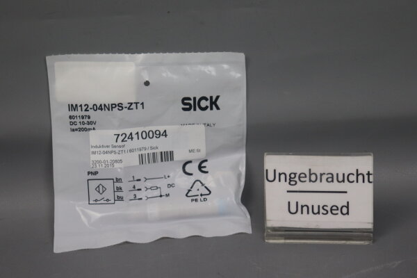 Sick IM12-04NPS-ZT1 Induktiver N&auml;herungsschalter 6011979 10-30VDC Unused OVP
