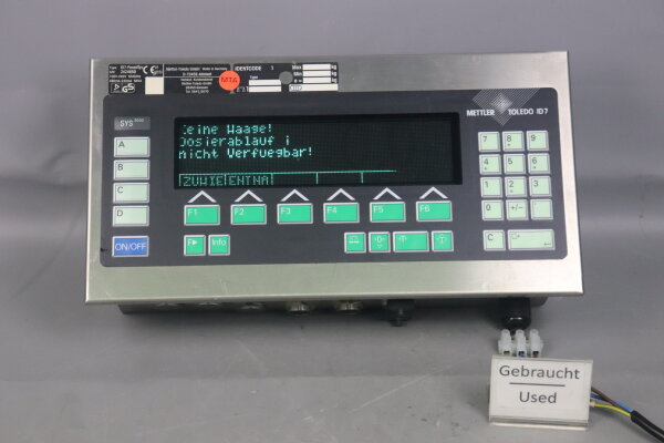 Mettler Toledo ID7-Panel/Sys Bedienfeld-Waagensteuerung 100-240V 50/60Hz Used