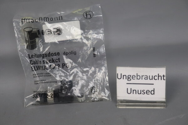 Hirschmann 933 172-200 Leitungsdose ELWKA 4012 PG7 4polig Unused OVP