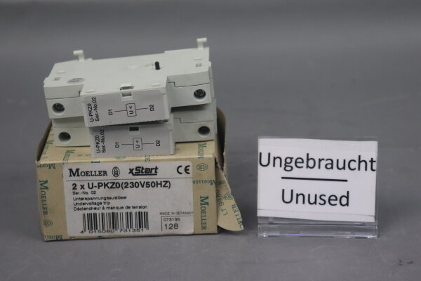 Moeller 2 x U-PKZ0 Unterspannungsausl&ouml;ser 073135 230V 50Hz (2 STK.) Unused OVP