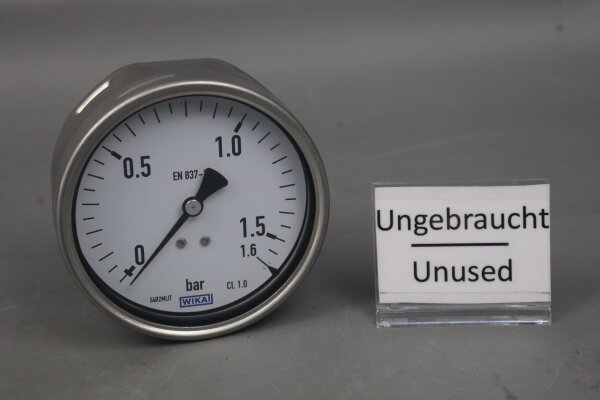 Wika EN 837-1 Manometer CL.1.0 0-1,6bar Unused