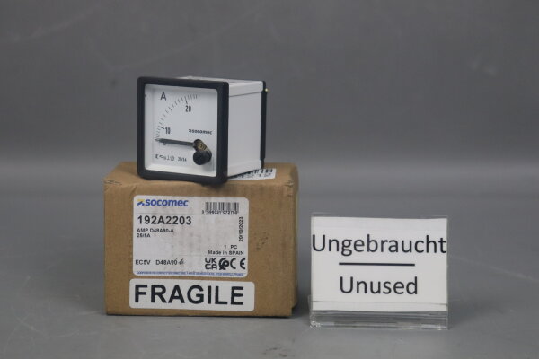 SOCOMEC 192A2203 AMP D48A90-A Amperemeter 25/5A SHM32009889 Unused OVP