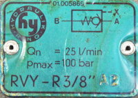 Hydraulik Ring RVY-R 3/8&quot; Ventil Pmax =100bar