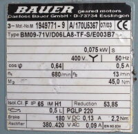 Bauer BM09-71V/D06LA8-TF-S/E003B7 Getriebemotor unused