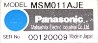 Panasonic MSM011AJE Motor Used