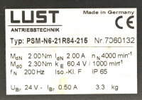 Lust PSM-N6-21R84-215 Servomotor + Neugart Getriebe PL70S/M0/H