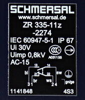 2x Schmersal ZR 355-11Z-2274 1141848 Pos. Switch...